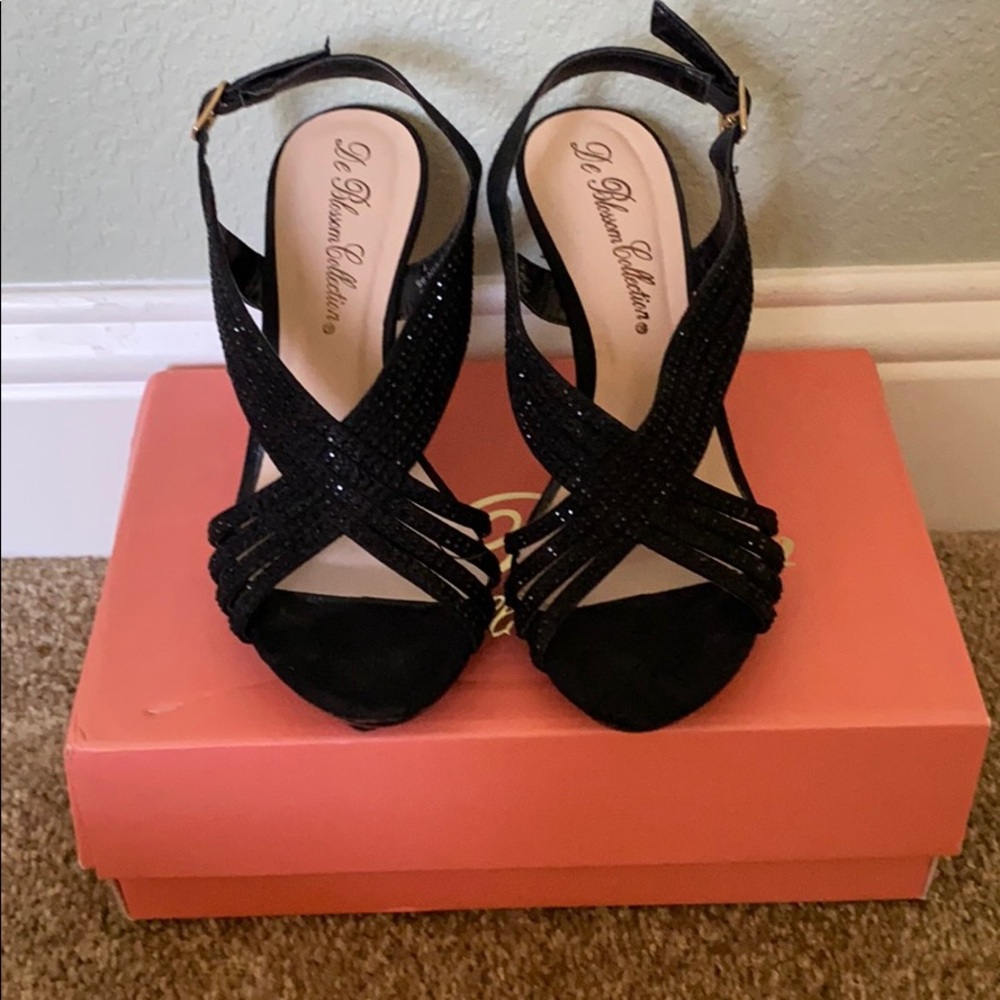 Black pearl sparkle heels
